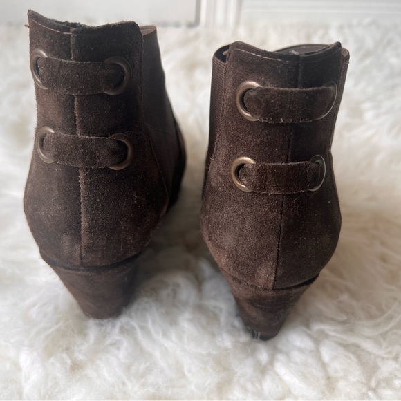 Browns Velour 175 Bis Marron Wedge Boots EU 37 - Picture 5 of 7